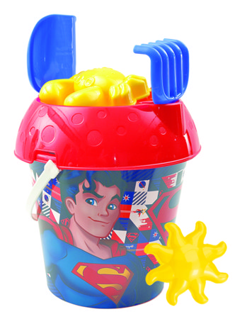 ADRIATIC kibirėlis smėliui ir formelės SUPERMAN, 18 cm, E7164 