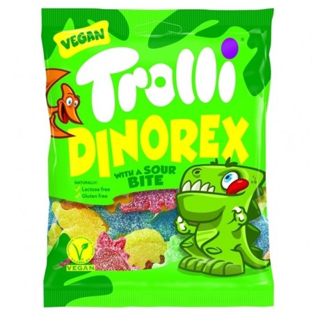 TROLLI guminukai rūgštūs dinozaurai Vegan, 100g, 110145 