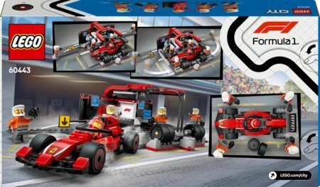 60443 LEGO® City Project Alicia 2025 F1® remonto punktas, mechanikai ir Ferrari automobilis 