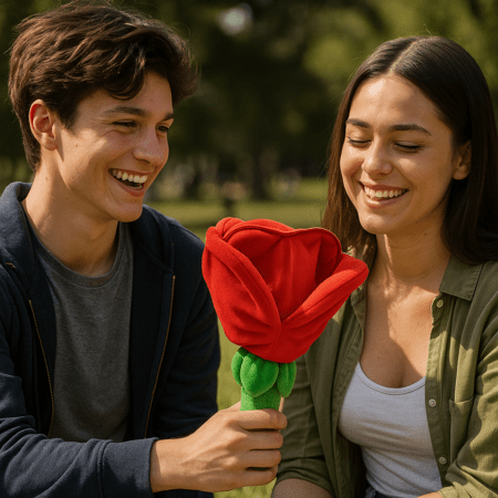 FLIPETZ pliušinis žaislas - rožė širdelėje, Poppy red, 80400 