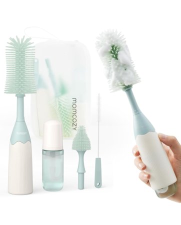 MOMCOZY buteliukų ir žindukų šepetėlių rinkinys PUSH-PRESS 
