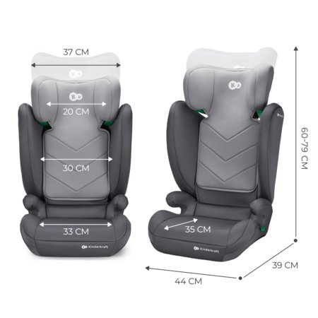 KINDERKRAFT automobilinė kėdutė I-SPARK 2 PLUS I-SIZE, 100-150 cm., Grey, KCISPA02GRYPL00 