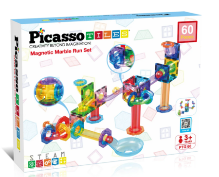 PICASSO TILES Magnetinis konstruktorius Marble run 60 det., PTG60 