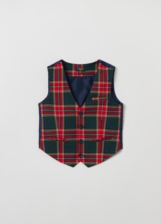 OVS BOY3-10Y VEST 2M 5-6 GREEN CHECK 001913375 
