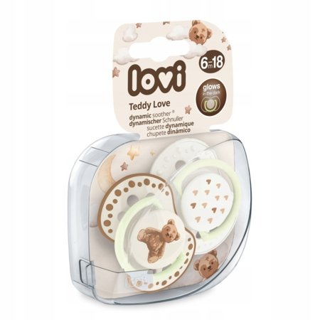 LOVI dinaminis silikoninis čiulptukas Teddy Love, 6-18m, 2 vnt., 22/936 
