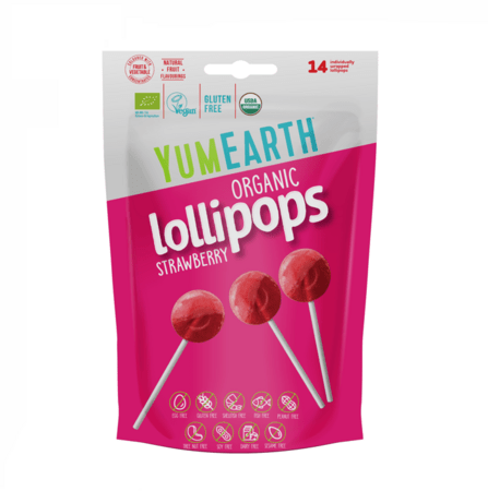 YUMEARTH ekologiški braškių skonio ledinukai ant pagaliuko, 87 g, 14 vnt., YE103