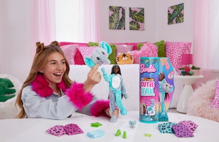 BARBIE Cutie Reveal rinkinys, džiunglių serija, drambliukė, HKP98 HKP98