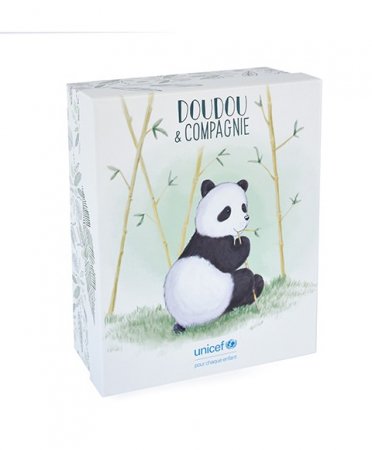 DOUDOU ET COMPAGNIE unicef minkšta panda su mažyliu 25cm, DC3987 DC3987