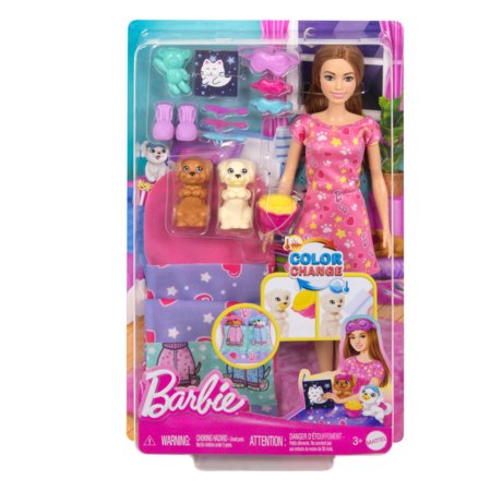 BARBIE lėlės ir šunelių pižamų vakarėlio rinkinys, HXN01 