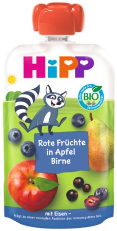 HiPP ekologiška obuolių, kriaušių ir uogų tyrelė, nuo 1 m., 100 g., 42513 