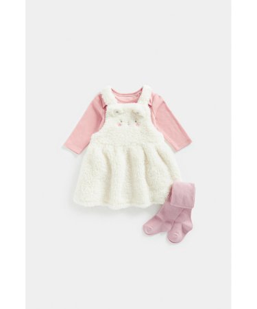 MOTHERCARE smėlinukas ilgomis rankovėmis, sarafanas ir pėdkelnės, FE011  