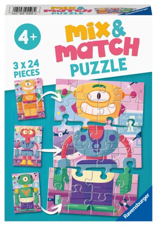 RAVENSBURGER dėlionės Mix and Match Robots, 3x24d., 5598 5598