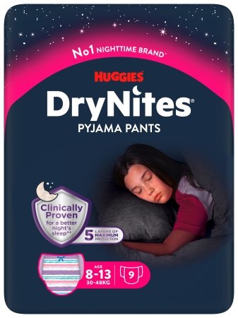 HUGGIES sauskelnės DryNites Conv Girl D-Light, 8-13 m., 9 vnt., 2244012 