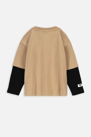COCCODRILLO marškinėliai ilgomis rankovėmis MAXI MINI BOY KIDS, smėlio spalvos, ZC3143103MBK-002 ZC3143103MBK-002-110