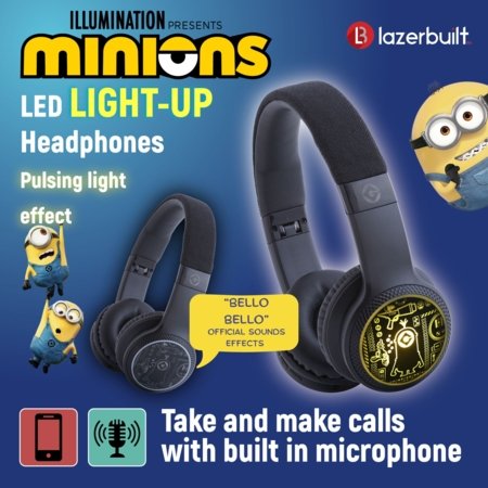 MINIONS šviečiančios Bluetooth ausinės, HMMN-BTLI-MINIONS 