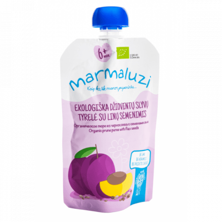 MARMALUZI ekologiška džiovintų slyvų tyrelė su linų sėmenimis, 6 mėn.+, 90g 4779031613003