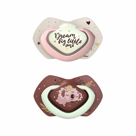 CANPOL BABIES simetrinis silikoninis čiulptukas SLEEPY KOALA, 0-6m, pink, 2vnt., 22/658_pin 22/658_pin