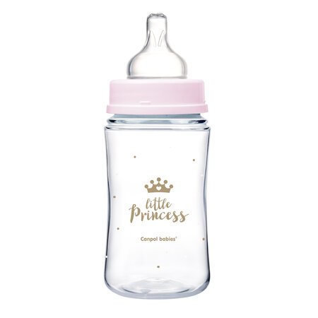 CANPOL BABIES plataus kaklelio buteliukas EASYSTART ROYAL BABY, 240 ml, 35/234_pin 35/234_pin