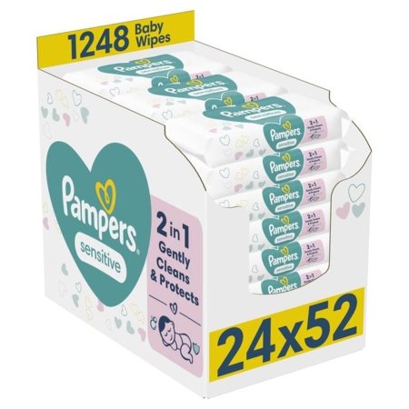 PAMPERS drėgnos servetėlės kūdikiams Sensitive, 24x52 vnt., 81774133 