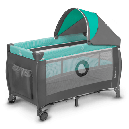LIONELO lovelė-maniežas SVEN PLUS, Turquoise/Grey, LO-SVEN PLUS 