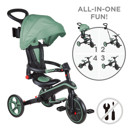 GLOBBER triratukas Explorer Trike 4in1,žalias, 732-104 