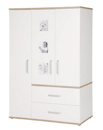 ROBA trijų durų spinta PIA, White/San Remo Oak, 60962 