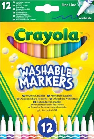 CRAYOLA nuplaunami flomasteriai Fineline, 12 vnt., 58-6671 