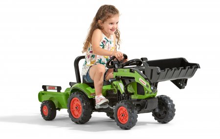 FALK pedalais minamas traktoriukas Claas su priekaba ir ekskavatoriumi,  2040AM 2040AM