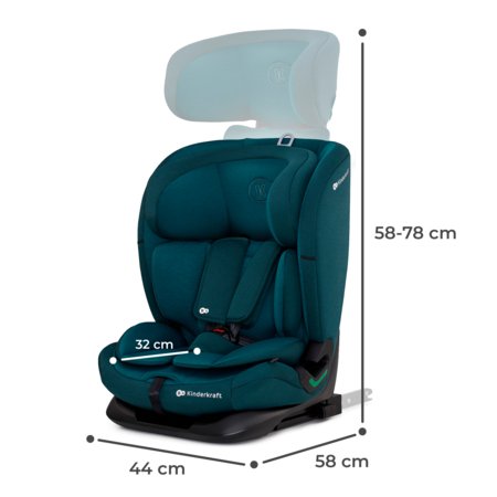 KINDERKRAFT automobilinė kėdutė ONETO3 i-Size, 76-150 cm, su ISOFIX sistema, harbor blue, KCONE300BLU0000 