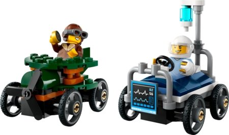 60459 LEGO® City Great Vehicles Lėktuvo ir ligoninės lovos lenktyninių automobilių pakuotė 