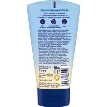 BÜBCHEN veido kremas nuo saulės vaikams, 50ml SPF 50+, TW21 
