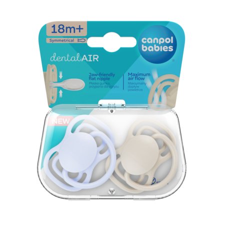 CANPOL BABIES silikoniniai simetriniai čiulptukai NUDE,  Blue, 18+m, 2 vnt.,  23/227_blu 