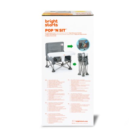 BRIGHT STARTS maitinimo kėdutė - busteris POP 'N SIT, GREY, 17198 