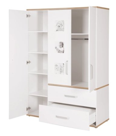 ROBA trijų durų spinta PIA, White/San Remo Oak, 60962 