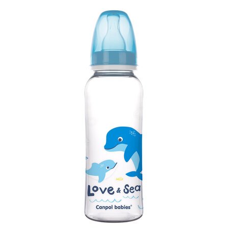 CANPOL BABIES siauro kaklelio buteliukas LOVE&SEA, 250 ml, 59/400 59/400