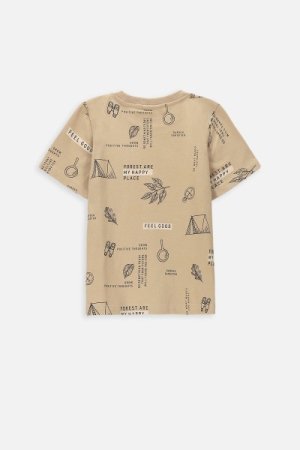 COCCODRILLO marškinėliai trumpomis rankovėmis NATURE KIDS, smėlio spalvos, WC4143205NAK-002- 
