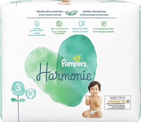 PAMPERS sauskelnės, Harmonie, dydis 3, 31 vnt, 6kg-10kg, 81754111 81754111