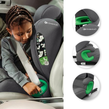 KINDERKRAFT automobilinė kėdutė JUNIOR FIX 2 PLUS, 100-150 cm., Grey, KCJUFI20GRYPL0N 