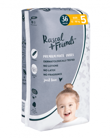 RASCAL + FRIENDS sauskelnės-kelnaitės 5 dydis, 13-18kg, 36 vnt. 93235