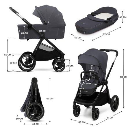 KINDERKRAFT universalus vežimas 2IN1 NEA 2.0, deep grey, KSNEA002DGR2000 