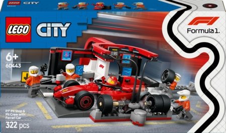 60443 LEGO® City Project Alicia 2025 F1® remonto punktas, mechanikai ir Ferrari automobilis 