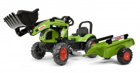 FALK pedalais minamas traktoriukas Claas su priekaba ir ekskavatoriumi,  2040AM 2040AM