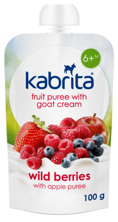 KABRITA® obuolių ir miško uogų tyrelė su ožkos pieno grietinėle, 6 mėn.+, 100 g., 059 