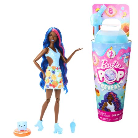 BARBIE Pop Cutie Reveal lėlės rinkinys, vaisių sulčių serija vaisių gėrimas, HNW42 HNW42