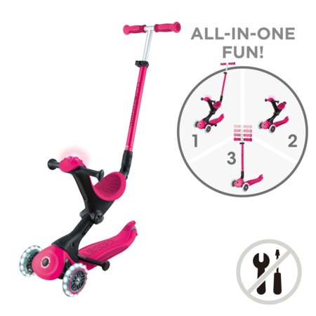 GLOBBER paspirtukas Go Up Deluxe Lights, fuksija, 748-610 