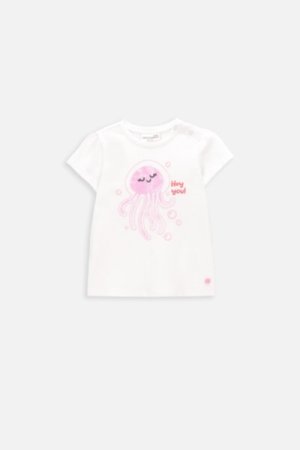 COCCODRILLO marškinėliai trumpomis rankovėmis OCEAN WONDERS NEWBORN, balti, WC4143201OWN-001-0 