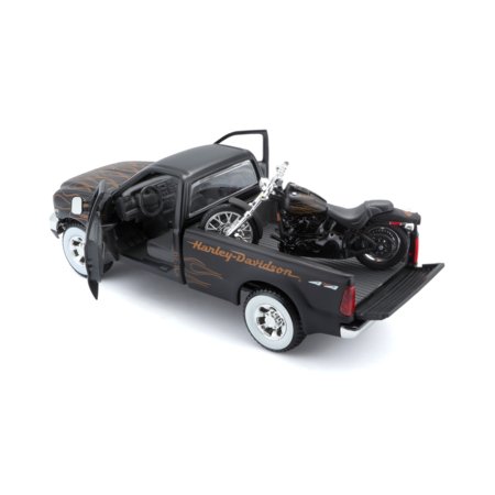 MAISTO DIE CAST 1:27 automobilis Ford F-350 ir motociklas 1:24, 32181 