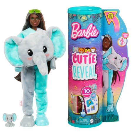BARBIE Cutie Reveal rinkinys, džiunglių serija, drambliukė, HKP98 HKP98