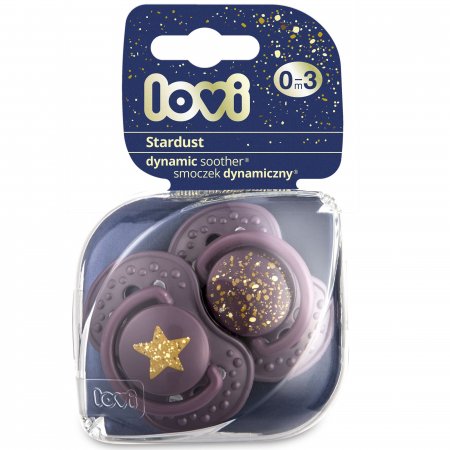 LOVI silikoniniai dinaminiai čiulptukai STARDUST, violetinė, 0-3 mėn., 2 vnt., 22/892_violet 22/892_violet