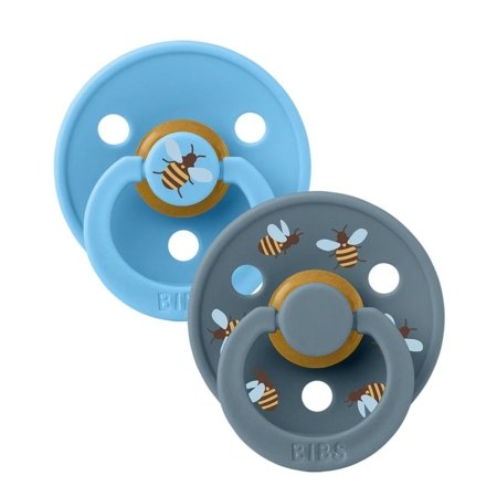 BIBS čiulptukai STUDIO COLLECTION COLOUR ROUND, 18 mėn.+, 2 vnt., Bumblebee breeze mix 